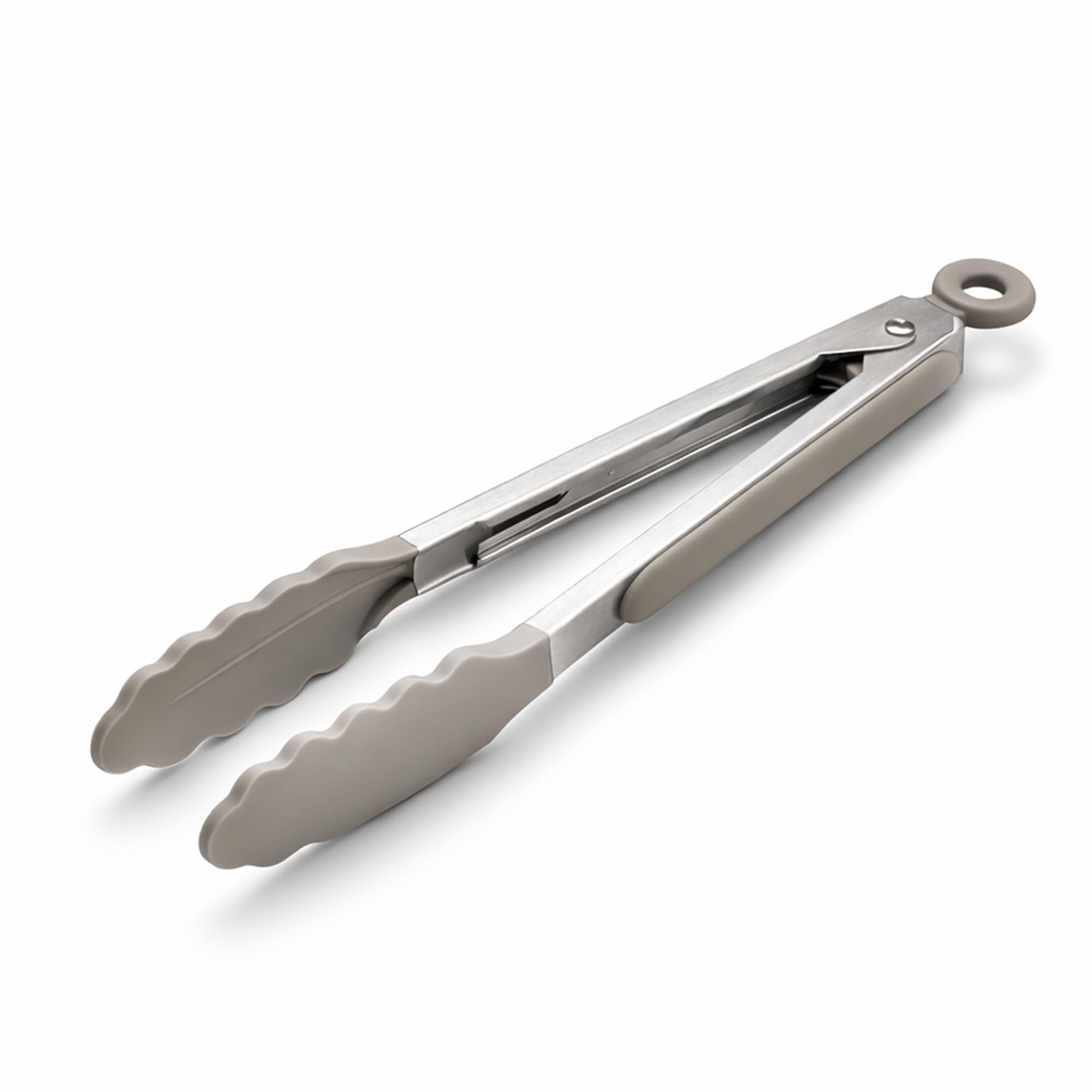 Silk Route Home Stainless Steel & Heat‑Resistant Grey Silicone 9" Food Tongs - Stylish Kitchen Utensil for Cooking & Serving - Dishwasher Safe, 230°C Heat Resistance