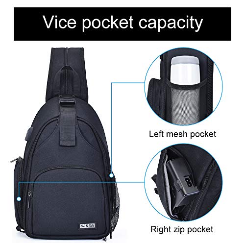 CADeN Camera Bag Sling Backpack, Camera Case Bag with USB Charging Port