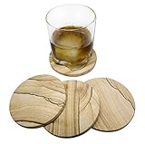Natural SANDSTONE COASTERS Set - Sandstone is Highly Absorbent. Each Coaster Has a Unique Beautiful Design. The Perfect Coasters For Drinks Absorbing More Water & Moisture. Great Home Furnishing Gifts