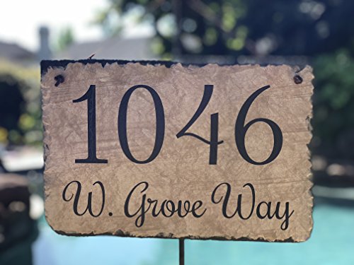 Sassy Squirrel Beautifully Handcrafted and Customizable Slate Home Address Plaque (12"x8", 12"x6", 18"x10" or 16"x10") House Sign with and mounting Hardware. Improve The Curb Appeal of Your Property