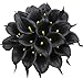 Veryhome 20pcs Black Flowers Artificial Calla Lily Flowers for DIY Bridal Wedding Bouquet Centerpieces Home Decor (Black)