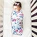 Newborn Receiving Blankets Baby Swaddle Blanket and Bow Headband Set Baby Shower Gift (Blue)