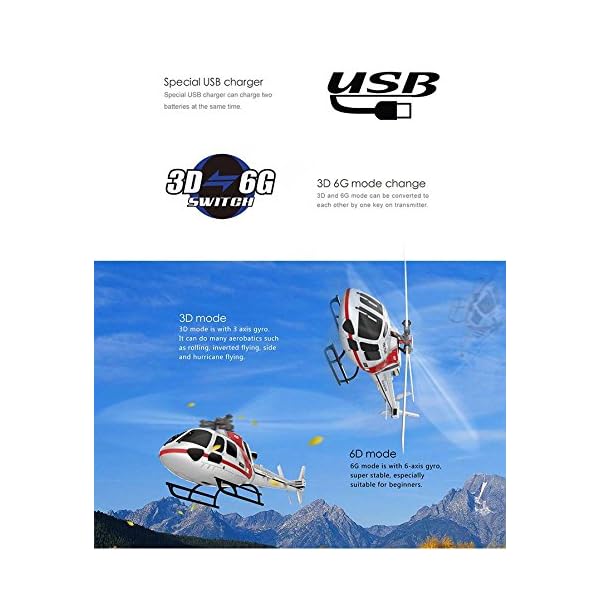 elegantstunning XK K123 6CH Brushless AS350 Scale 3D6G System RC Hubschrauber RTF Upgrade WLtoys V931 mit Fernbedienung… – Bild 4