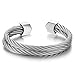 COOLSTEELANDBEYOND Stainless Steel Two Rows Twisted Cable Adjustable Cuff Bangle Mens Womens Bracelet