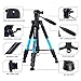 BONFOTO Q111 Camera Tripod 55-inch Compact Lightweight Travel Tripod with Phone Holder Mount for YouTube Phone Live Broadcast Live Chat Projector Gopro and DSLR Canon EOS Nikon Sony Samsung(Blue)