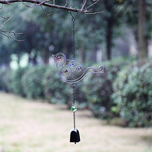 CEDAR HOME Wind chime Unique Outdoor Indoor Hanging Mobile Bell WindChime for Garden Lawn Yard Patio Waterproof Metal Glass Home Decor, 8.75" W x 1.5" D x 20" H, Song Bird - Thumbnail 6