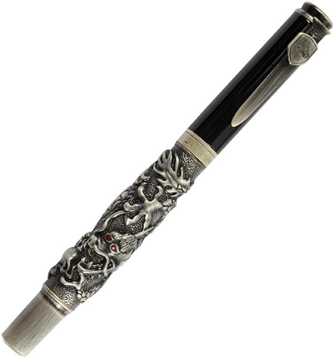 Ranvi JinHao Antique Silver Dragon Style 3D Carved Fountain Pen With Sword, Medium Nib, ancient silver - Image 3