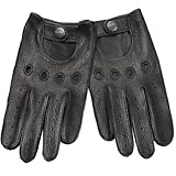 ELMA Men's Unlined Deerskin Leather Driving Gloves Cutout At Back