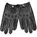 ELMA Men's Unlined Deerskin Leather Driving Gloves Cutout At Back (L, Black)