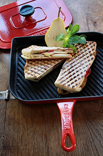 Chasseur 10-inch Red French Enameled Cast Iron Panini Press - Image 5