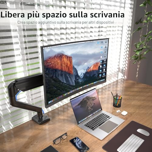 suptek MD01A Monitor Stand for 13-32" LED LCD Screen up to 9 kg Monitor Arm with Gas Spring Tilt Swivel and Height Adjustable 360° Swivel VESA 75 x 75/100 x 100 mm