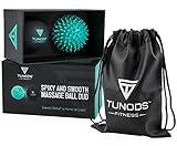Spiky + Smooth Massage Ball Set (2) | Acupressure Provides Myofascial Release for Plantar Fasciitis | Deep Tissue Massaging Balls Relieve Trigger Point Tension in Back, Feet, Neck by Tunods Fitness