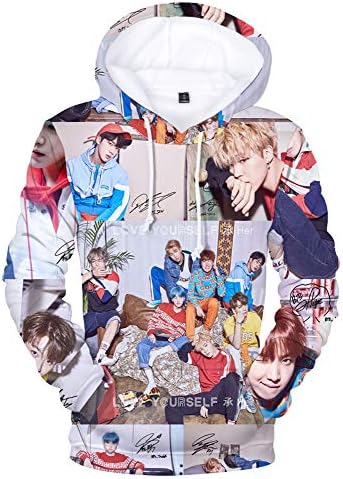 HelloTem BTS 3D Printed Unisex Hoodie Bangtan Boys Printed Pullover Novelty Sweatshirt