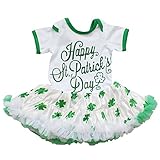 So Sydney Baby Toddler Girls Tutu Chiffon Ruffle Skirted Onesie Shamrock Romper