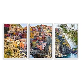 3 Piece Framed Canvas Wall Art for Living Room, Bedroom Italy City Landscape Canvas Prints for Modern Home Decoration Ready to Hang - 16"x24"x3 Panels