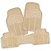 Zone Tech All Weather Rubber Semi Pattern Car Interior Floor Mats – 3-Piece Set Beige Heavy Duty Car Interior Floor Mats