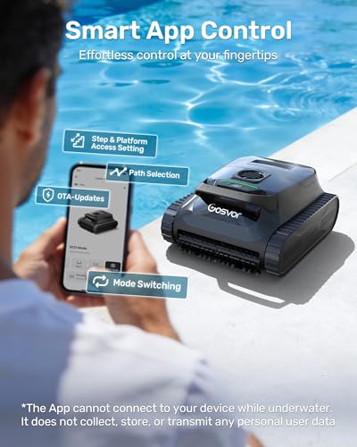 (2026 New) Gosvor Pool Vacuum Robot LiteVac G1, Wall & Waterline & Platform, 15.2 lbs Ultra-Lightweight, Up to 200-Min Runtime, Double Filtration, Smart Navigation & App, for Pools up to 2153 sq.ft