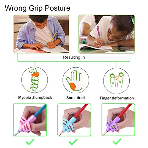 Pencil Grips - BUSHIBU Children Pen Writing Aid Grip Set Posture Correction Tool for Kids Preschoolers Children,Hollow Ventilation (3PCS) - Thumbnail 6
