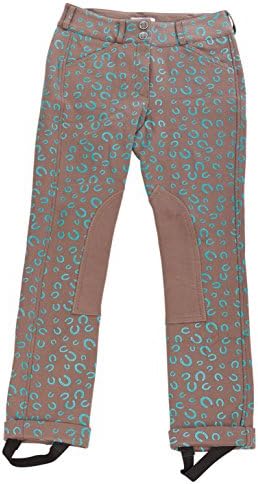 Huntley Equestrian Daisy Clipper Children's Horse Shoe Riding Pants, Brown, 12