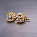 1 Pair 2 Pcs Men's 18K Gold Plated Cubic Zirconia Cufflinks