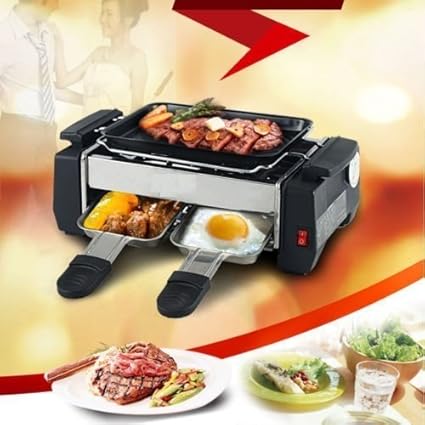Inditradition 3 in 1 Electric Barbecue (BBQ) Grill, Fryer, Roaster, Perfect for Outdoor Camping & Picnic, Steel Built, Silver