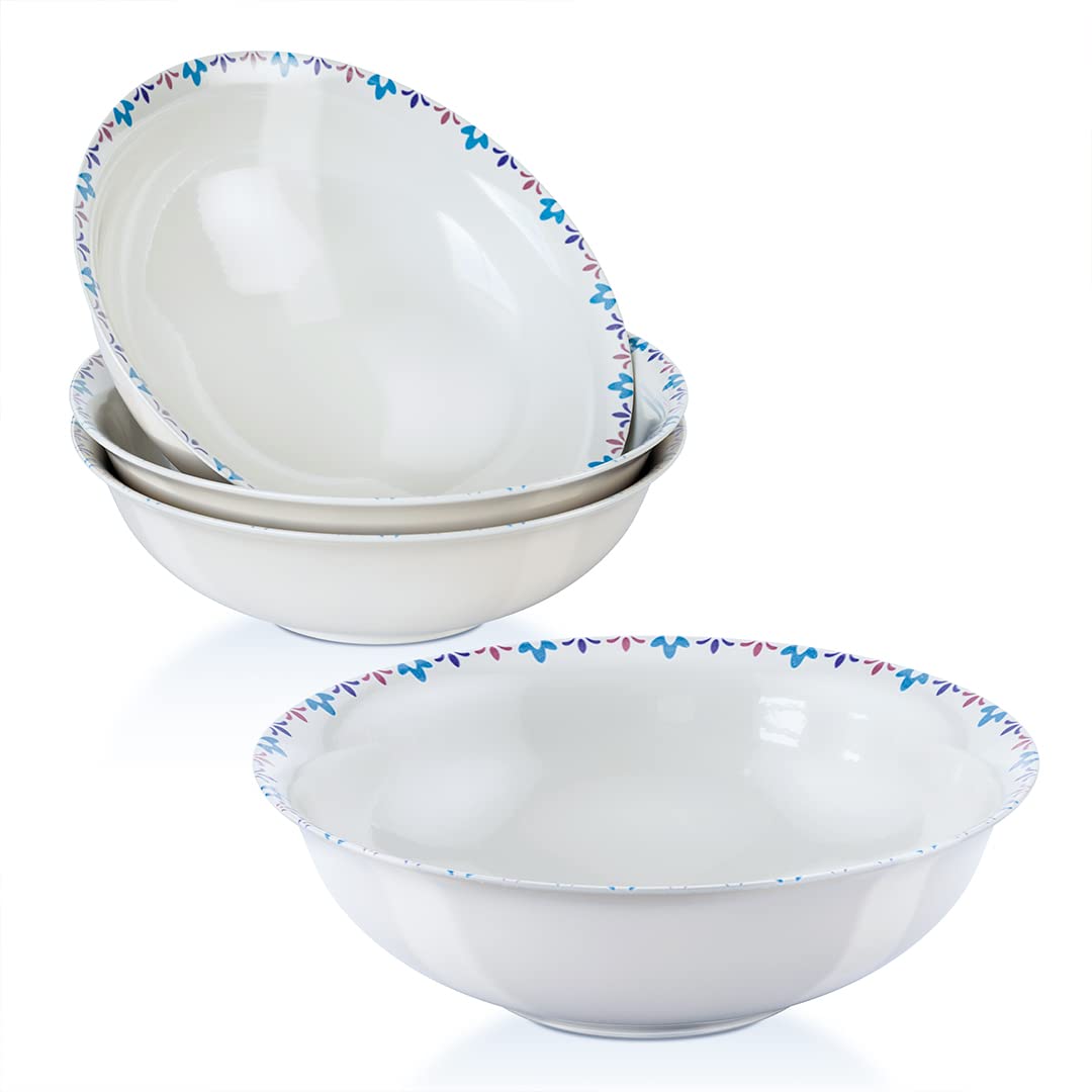 Bascuda Porcelain Cereal Bowl Set of 4 – 600ml, 18cm – Elegant Bowls for Soup, Cereal, Salad, Dessert & More – Stackable, Microwave & Dishwasher Safe, Durable & Stylish