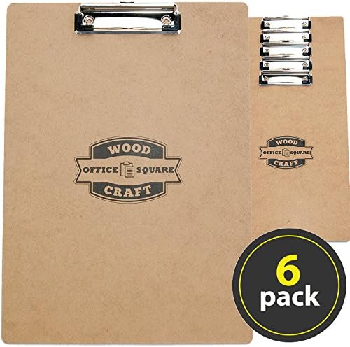 6-Pack Clipboards by Office Square, Letter Size Durable Hardboard, Emblem Design