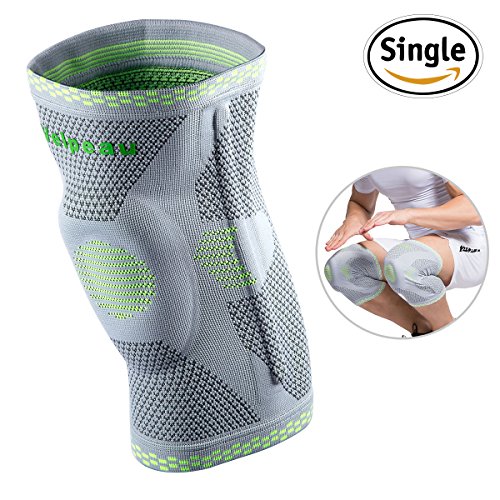 Compression Knee Sleeve Gel Padded Support Brace for Arthritis, Side Stabilizers Protector for Sports, Joint Patella Pain Relief and Injury Recovery(Thigh circumference 15″-16 1/2″ Medium)