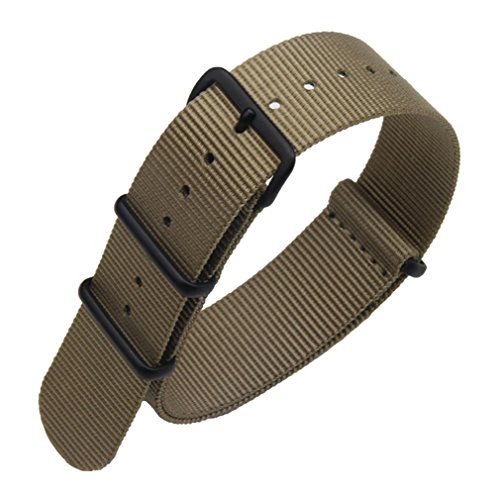 22mm Khaki Deluxe Premium Nato Style Sturdy Exotic Soft Nylon Sport Men's Wrist Watch Band Wristband