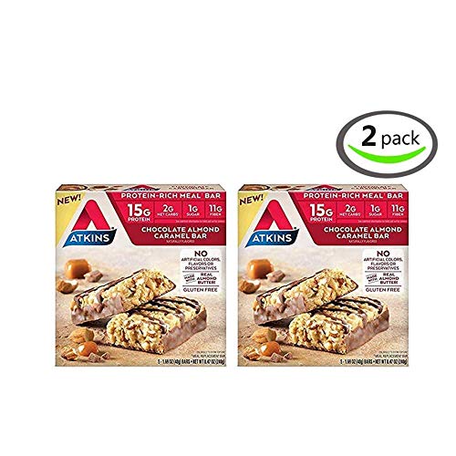 Atkins Protein-Rich Meal Bar, Chocolate Almond Caramel, Keto Friendly, 5 ct – 2 Pack