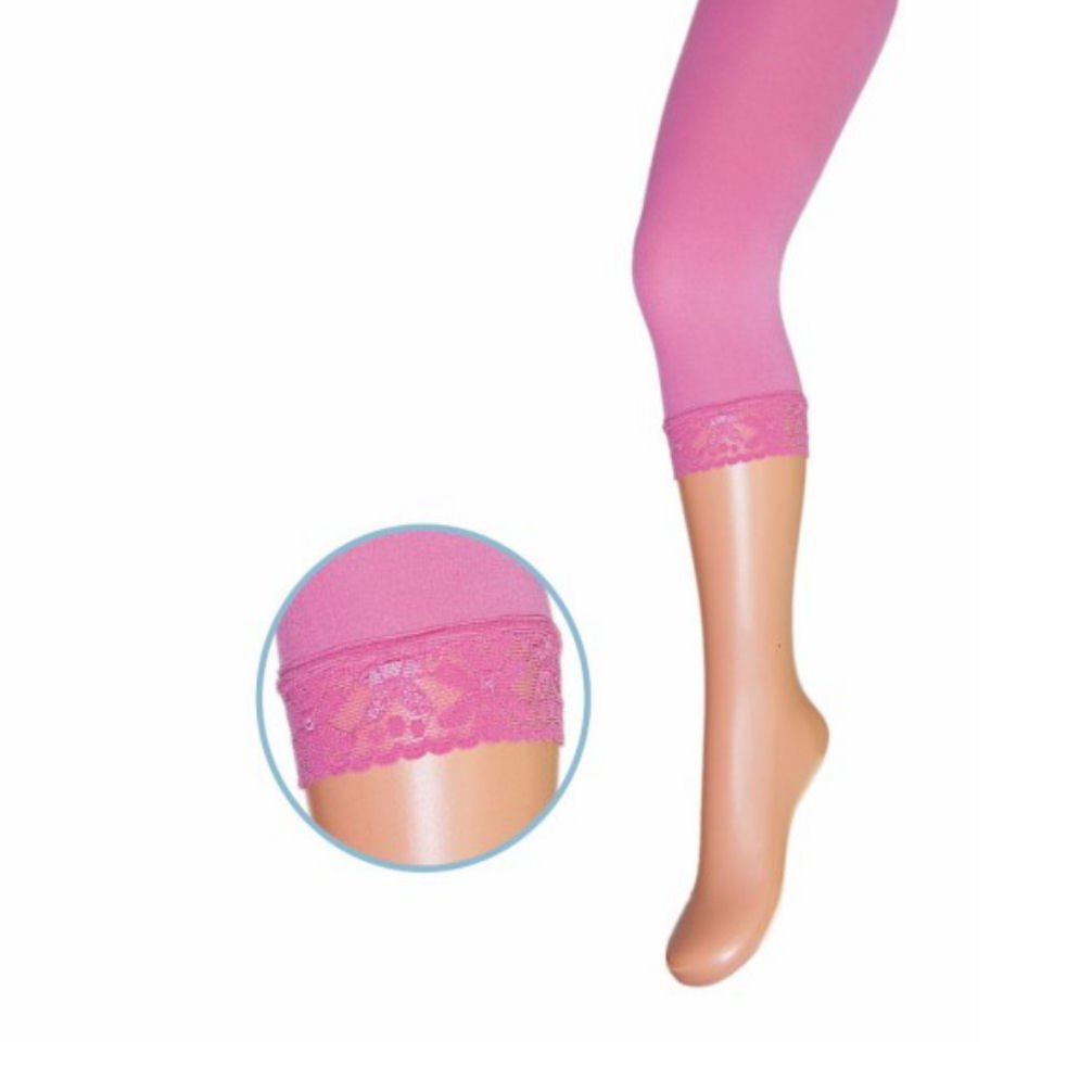 116/122 Mädchen Leggings Leggins Feinstrumpfhose 3/4 rosa 40 den mit