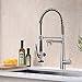 GICASA Copper Kitchen Faucet, Solid Brass Brushed Nickel Kitchen Faucet, Heavy Duty Spring Pre-Rinse Single Handle Kitchen Faucets with Pull Down Sprayer and Pot Filler, Commercial Style Sink Faucet
