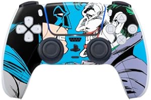 Skinit Decal Gaming Skin Compatible with PS5 Controller - Officially Licensed DC Comics The Joker vs Batman Vintage Art Design