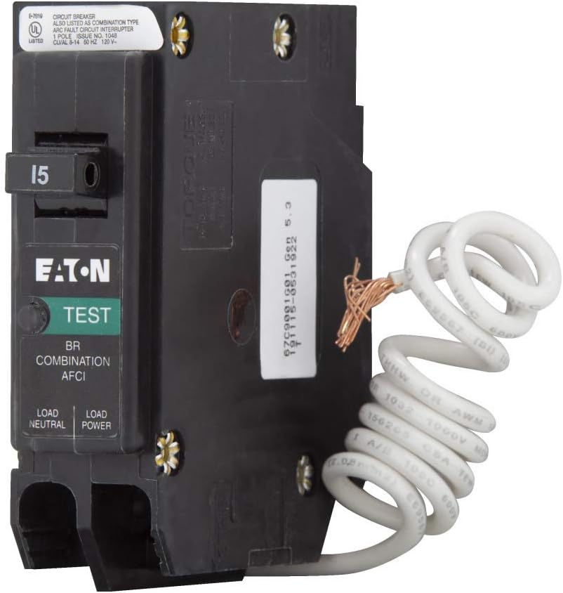 Eaton BRN115AF Combo Arc Fault Circuit Breaker, Type BR 1, 15A - Quantity 1 - - 