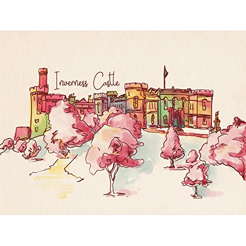 Wee Blue Coo Inverness Castle Highland Scotland Scottish Watercolour Canvas Art Print