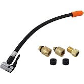 Homesweet Tire Inflator Hose Adapter, 28cm Lock On Air Hose with Rotating Nozzle &amp; Converting Nuts, for Schrader Valve Adapter for Tire Pump Connect Air Compressor