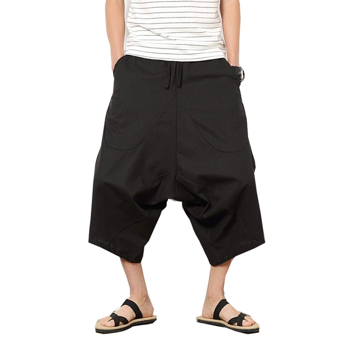 Photo 1 of Seidarise Men's Harem Pants Hip hop Joggers Baggy Wide Leg Pants Casual Harem Linen Japanese Yoga