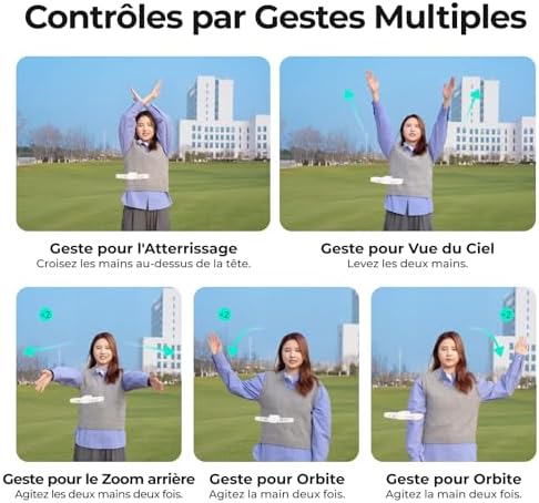 X1 Drone avec Camera, Drone Suivez-Moi avec Contrôle Mains Libres, Mine Drone avec Vidéo HDR, Trajectoires De Vol Intelligentes, Décollage de la Paume de la Mains Libres, Blanc (Combo)