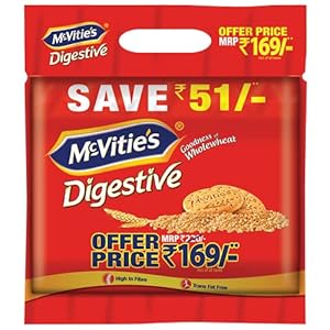 McVitie’s Digestive High Fibre biscuits with Goodness of Wholewheat, 1Kg Super Saver Family Pack
