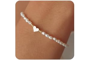 MIDEEO Gold/Sliver Bracelets for Women,14K Gold Plated Bracelets for Women Evil Eye Diamond Cuban Link Heart Pearl Bracelets Everyday Jewelry Gift