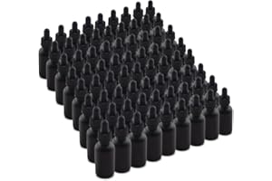 The Bottle Depot - 72 Pack - 1 oz Glass Bottle with Dropper - Black Frosted - 20-400 Neck Finish - Boston Round Bottles - UV Rays Protection