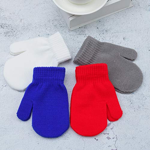 Coobey 6 Pairs Toddler Magic Stretch Mittens Winter Unisex Baby Knitted Gloves Mittens (Mixed Color F, 2-4 Years)