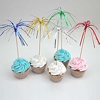 Assorted Colors 9" Foil Frills Food Picks Fireworks Cupcake Topper for Birthday Party Baby Shower Pack of 100 by Shxstore