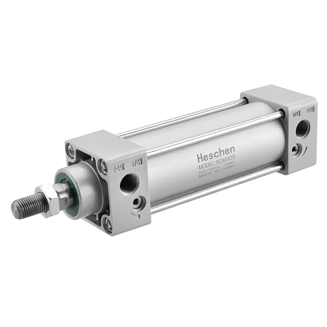 Heschen Pneumatic Standard Cylinder, SC 40-75, PT1/4'' Port, 40mm Bore, 75mm Stroke, Double Acting