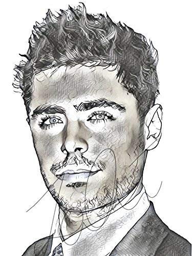 Amazoncom Zac Efron Sketch Drawing Print Poster Hand Drawn