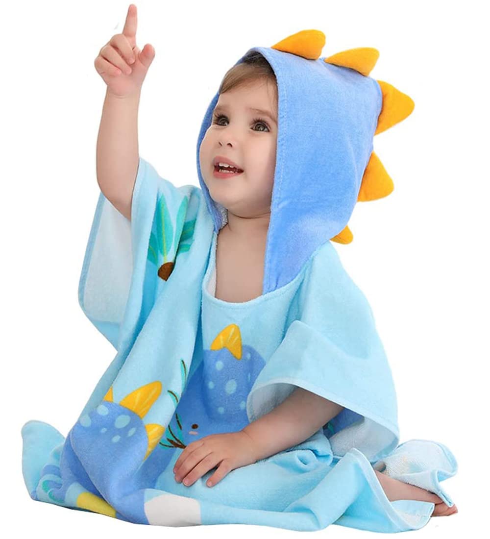 Hilmocho Kids Hooded Beach Towel Poncho Children Bath Towel Bathrobe Animal Cotton Swimming Pool Shower Towel for Boys Girls