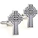 Covink Jesus Cross Men's Cufflinks Catholic Cross Celtic Cuff Links Silver and Black One Pair
