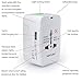 MAXAH Universal Travel Plug Adapter, All in One Worldwide Universal Wall Charger AC Power Plug with 1 USB Charging Port (1A) for EU US UK AU - White