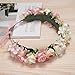 Flower Headband Pink Hair Wreath Floral Flower Crown Bridal Headpiece with Ribbon