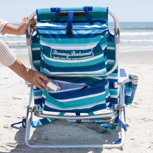 Tommy Bahama Beach Chair, Aluminum, Green Strips